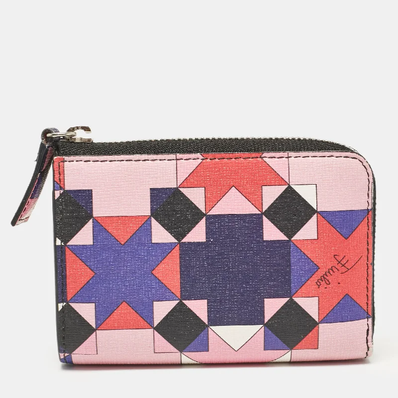 Stainless steel money clips for durabilityEmilio Pucci Multicolor Printed Leather Zip Compact Wallet