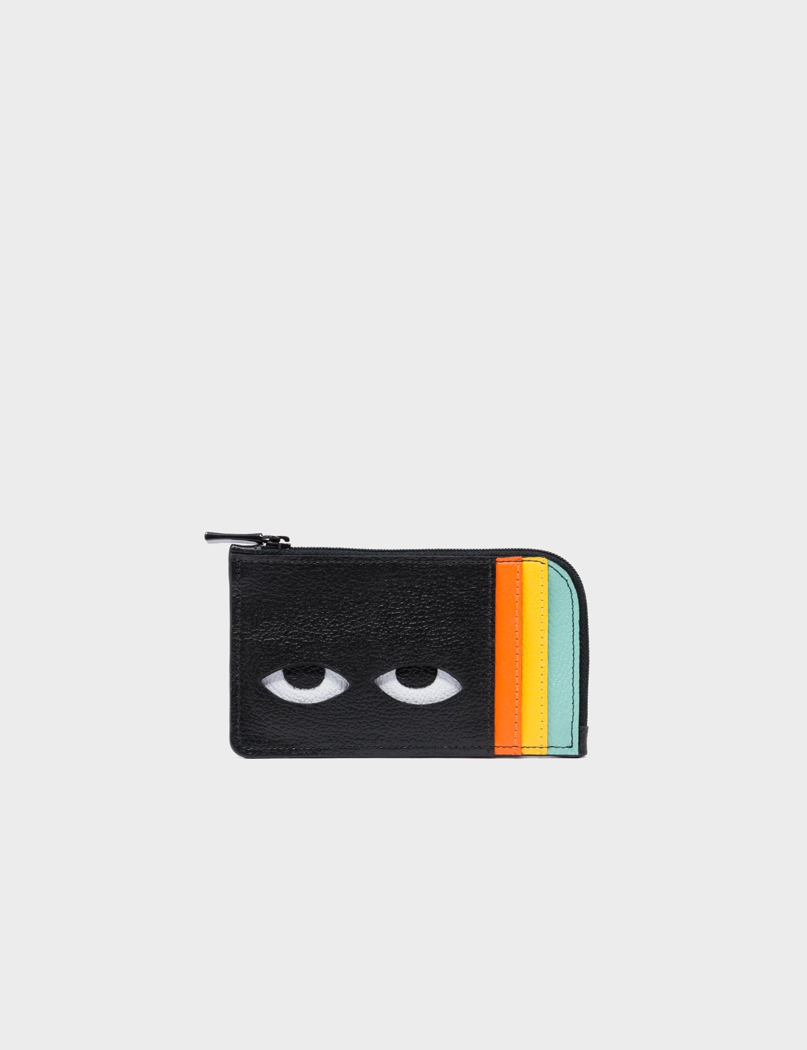 Eco-friendly money clips made from sustainable materialsFausto Black Leather Zip-around Cardholder - Eyes Engraved Eco-friendly money clips made from sustainable materialsFausto Black Leather Zip-around Cardholder - Eyes Engraved