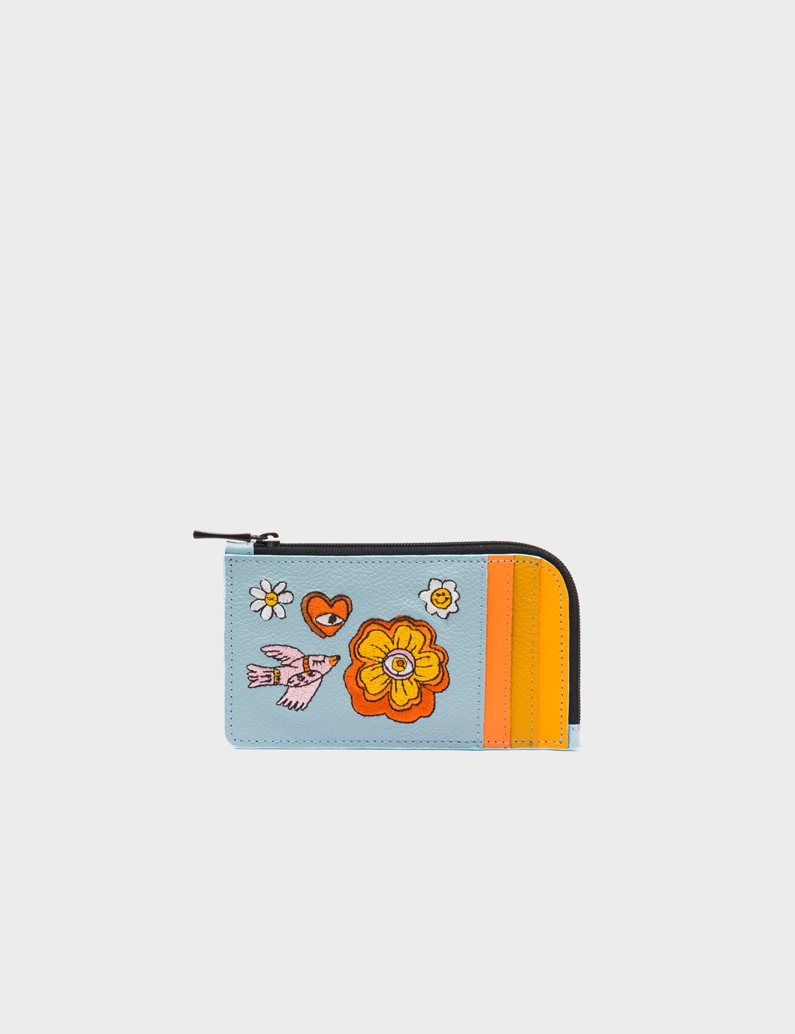 Slim money clips for minimalist walletsFausto Sterling Blue Leather Zip-around Cardholder - Vintage Bloom Embroidery Slim money clips for minimalist walletsFausto Sterling Blue Leather Zip-around Cardholder - Vintage Bloom Embroidery