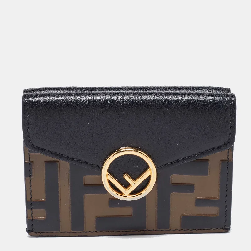 Eco-friendly money clips made from sustainable materialsFendi Brown/black Zucca Leather F Is Fendi Trifold Wallet