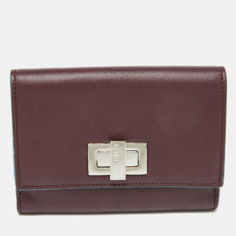 Money clips vs traditional walletsFendi Burgundy Leather Peekaboo Trifold Wallet