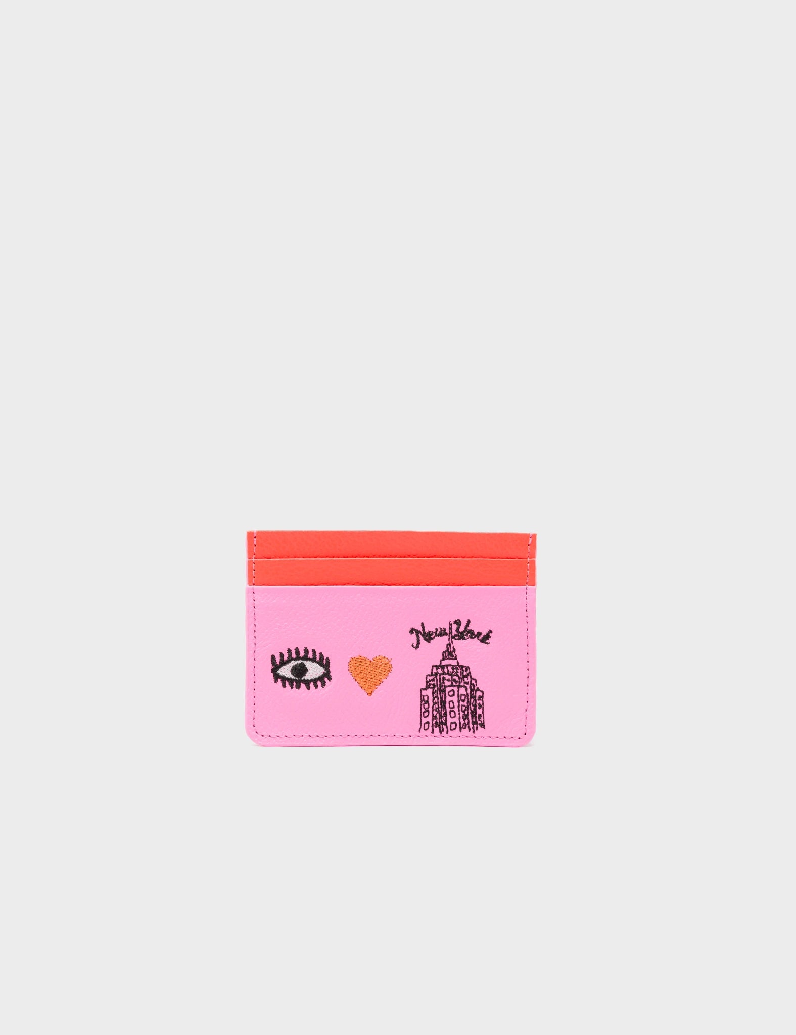 Luxury leather money clips with card slotsFilium Bubblegum Pink Leather Cardholder - Eye Love New York Embroidery Luxury leather money clips with card slotsFilium Bubblegum Pink Leather Cardholder - Eye Love New York Embroidery