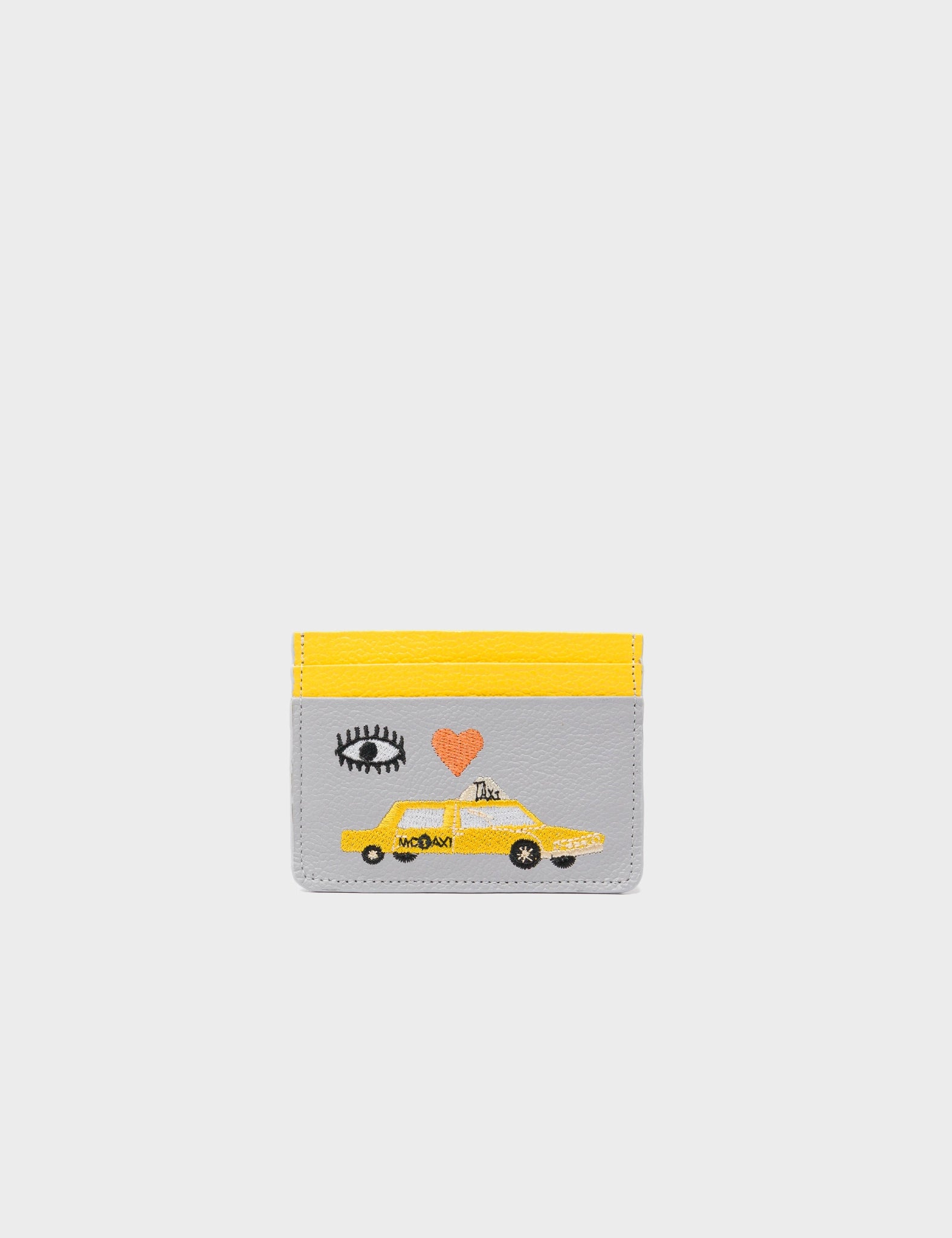 Money clips for holding large amounts of cashFilium Microchip Gray Leather Cardholder - Eye Love New York Embroidery