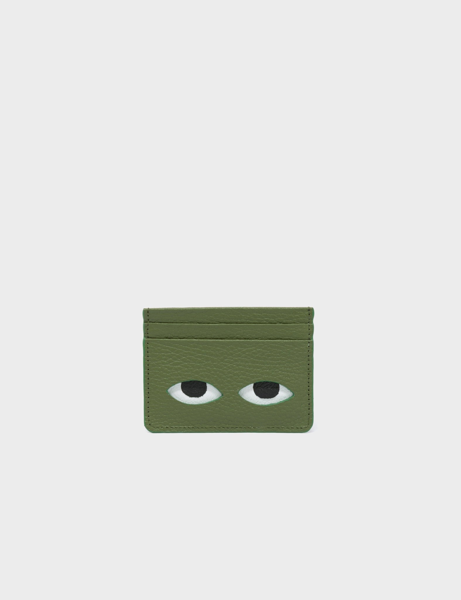 Lightweight money clips for travelFilium Moss Green Leather Cardholder - Eyes Engraved
