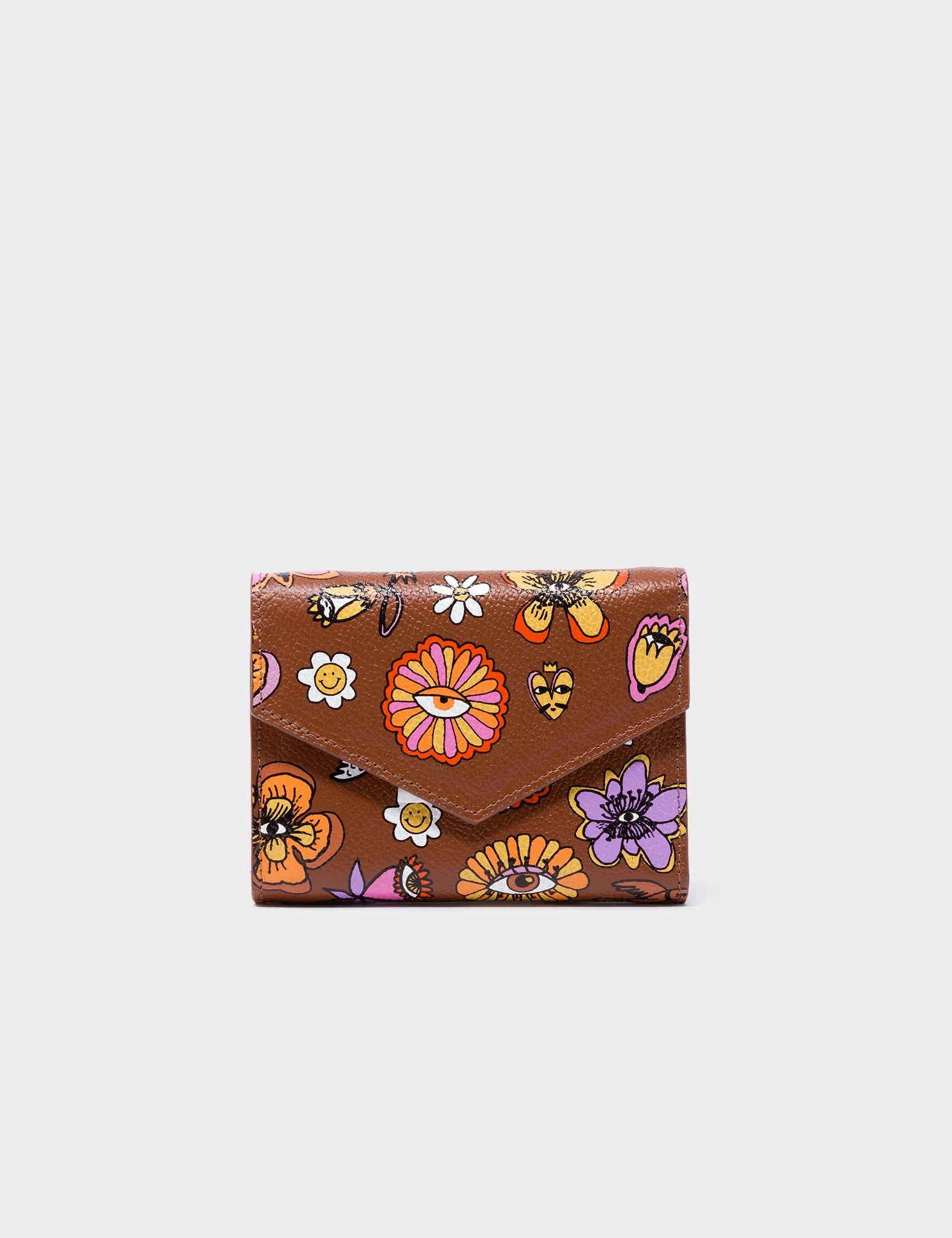 Vintage-style money clips for collectorsFiona Moca Brown Leather Wallet - Vintage Bloom Design Vintage-style money clips for collectorsFiona Moca Brown Leather Wallet - Vintage Bloom Design