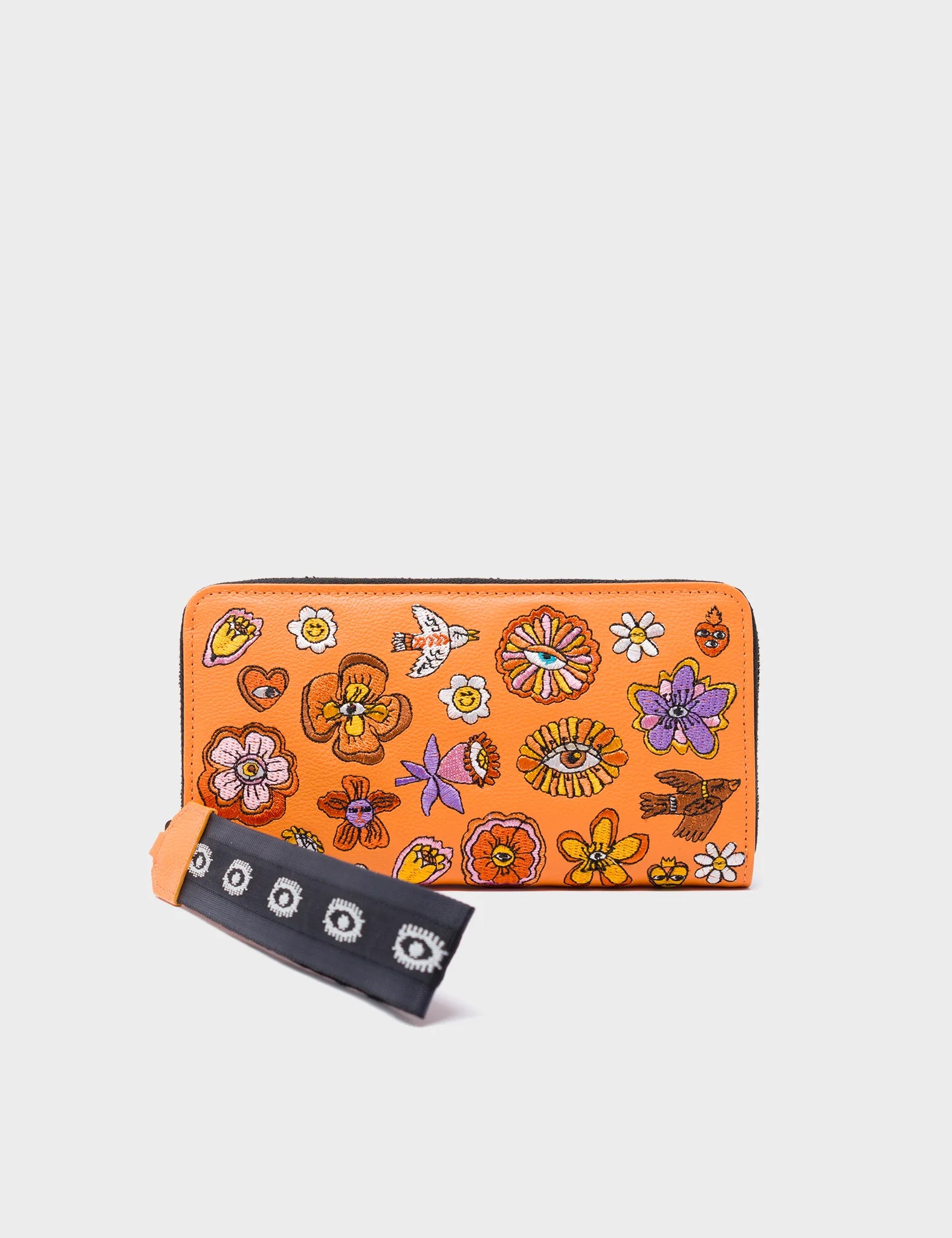Slim money clips for minimalist walletsFrancis Blazing Orange Leather Wallet - Vintage Bloom Embroidery Slim money clips for minimalist walletsFrancis Blazing Orange Leather Wallet - Vintage Bloom Embroidery