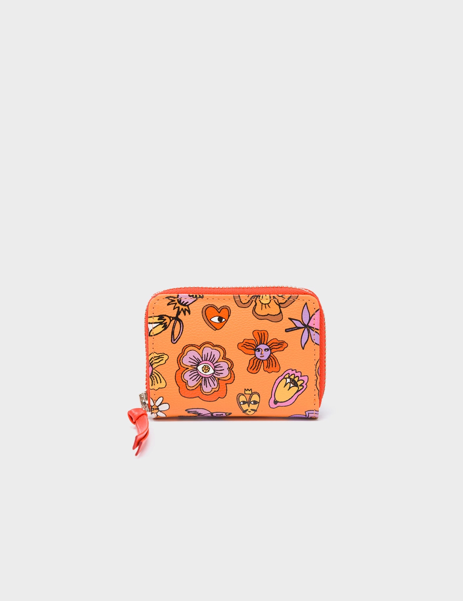 Eco-friendly money clips made from sustainable materialsFrodo Blazing Orange Leather Zip Around Wallet - Vintage Bloom Print