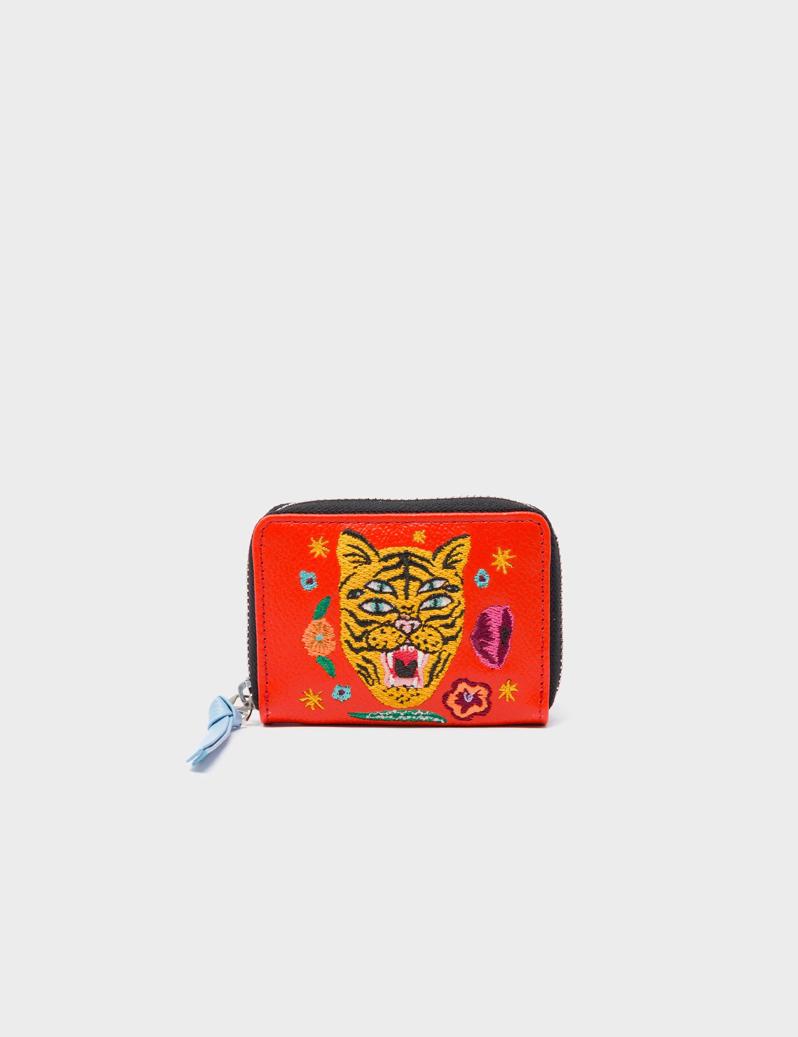 Top-rated money clips for everyday useFrodo Fiesta Red Leather Zip Around Wallet - Tiger and Flowers Embroidery