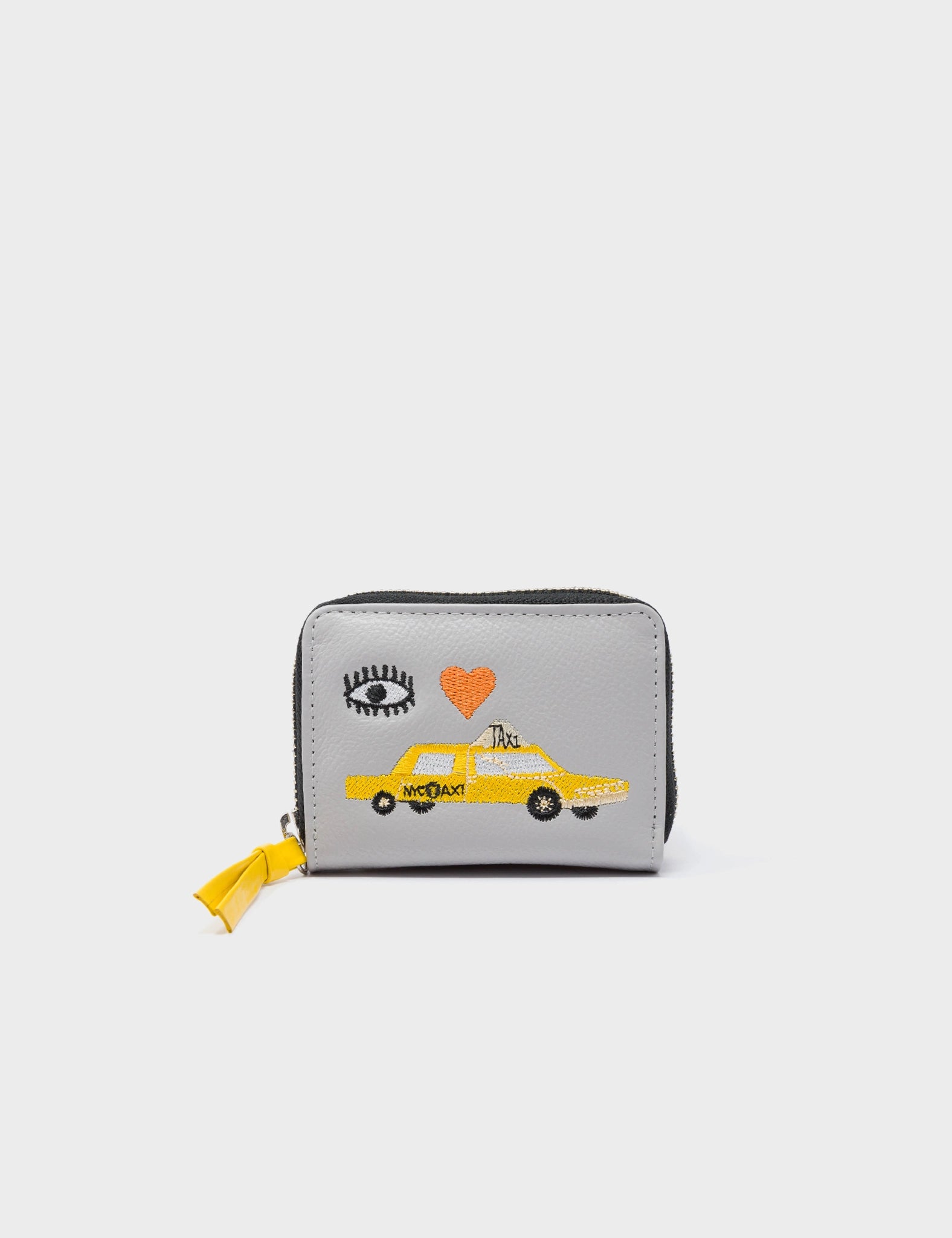 Slim money clips for minimalist walletsFrodo Microchip Gray Leather Zip Around Wallet - Eye Love New York Embroidery