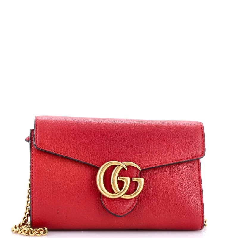 Luxury leather money clips with card slotsGG Marmont Chain Wallet Leather Mini