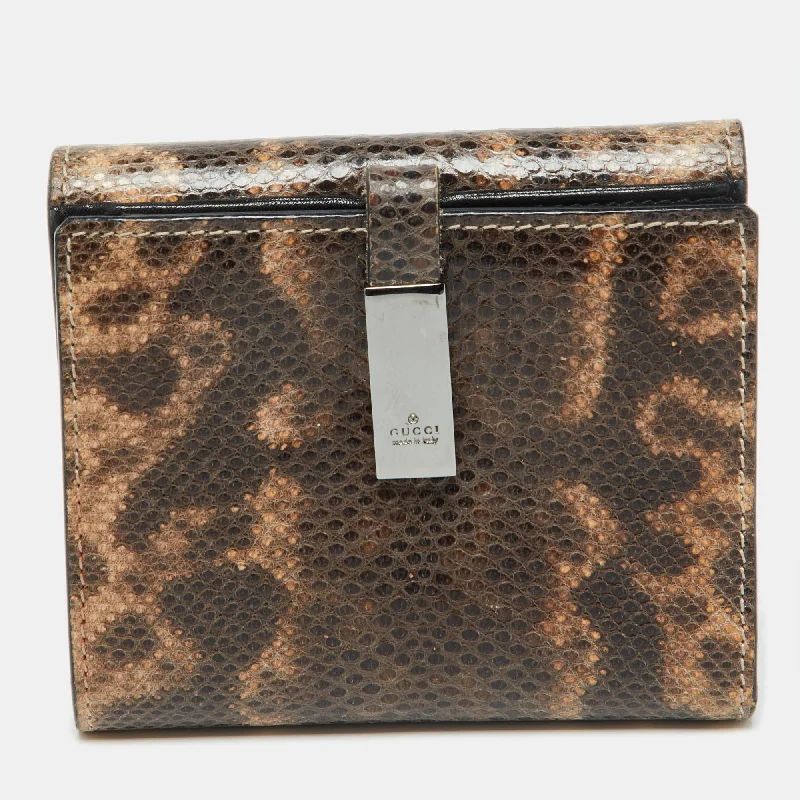 Vintage-style money clips for collectorsGucci Brown Karung Leather Trifold Wallet
