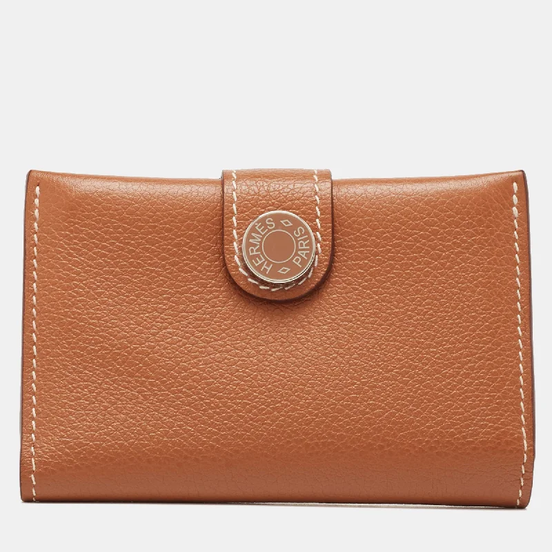 Luxury leather money clips with card slotsHermès Gold Evercolor Leather R.m.s Card Holder