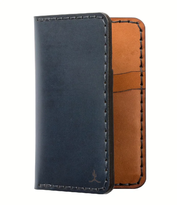 Slim money clips for minimalist walletsVertical Wallet // Indigo Blue Cordovan