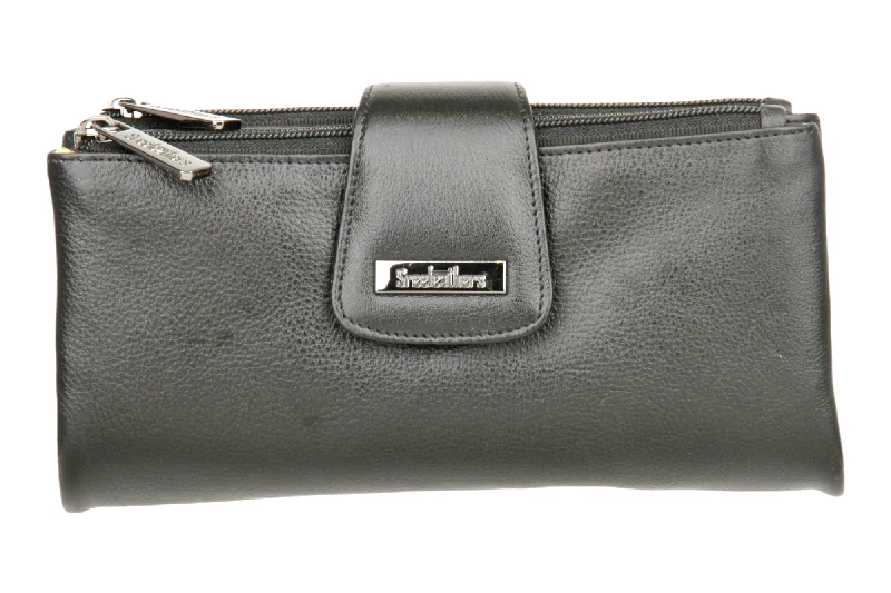 Slim money clips for minimalist walletsLadies Premium leather clutch 54501 (BLACK)