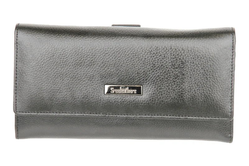 Luxury leather money clips with card slotsLadies Premium leather clutch 54504 (BLACK)
