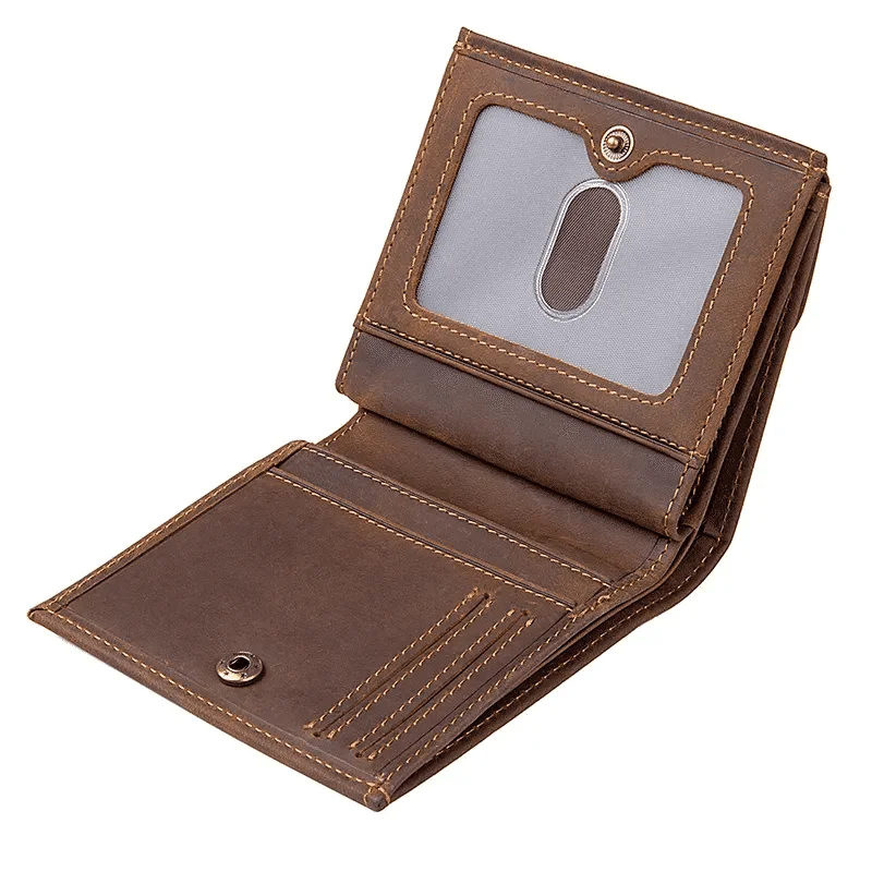 Elegant money clips for weddingsMen Bifold Leather Wallet with Coin Pocket