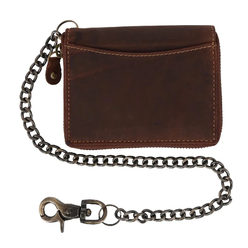 Slim money clips for minimalist walletsMen's Bifold Zip Around Chain Wallet with Interior Zip