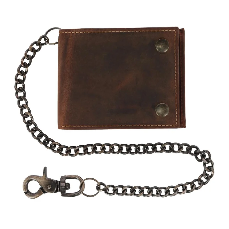 Luxury leather money clips with card slotsMen's Leather Bifold Chain Wallet