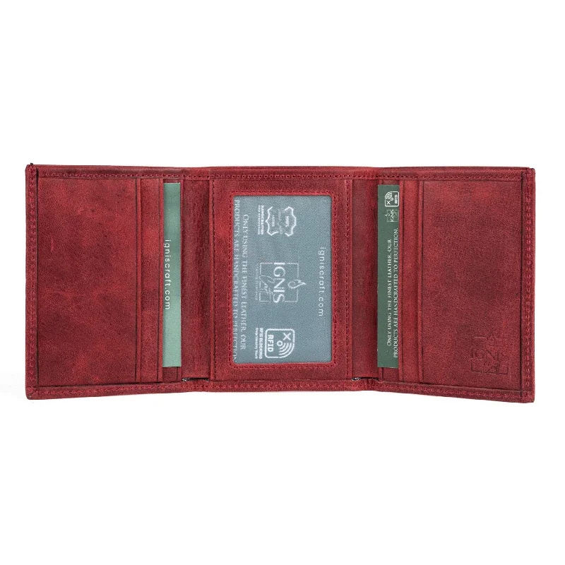 Money clips with RFID protectionMens Trifold Leather Wallet | Apex Garnet