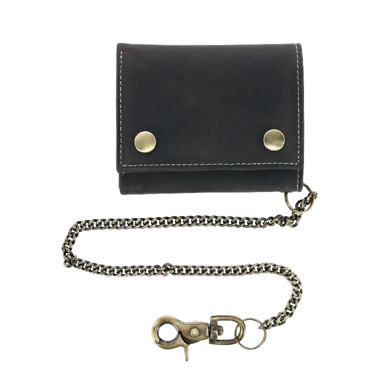 Stainless steel money clips for durabilityMen's RFID Hunter Leather Chain Wallet