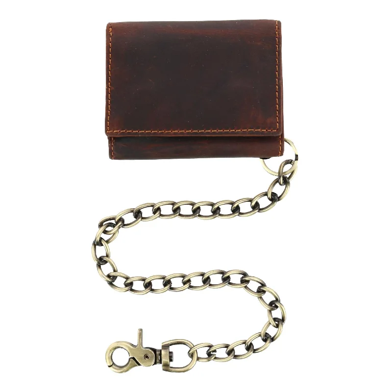 Top-rated money clips for everyday useMen's RFID Vintage Leather Trifold Chain Wallet