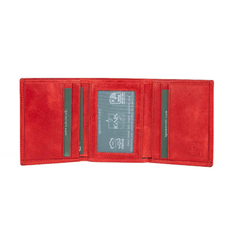 Lightweight money clips for travelMens Trifold Leather Wallet | Apex Ruby
