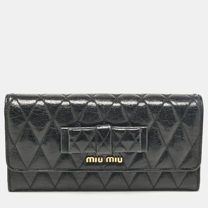 Vintage-style money clips for collectorsMiu Miu Black Glossy Leather Bow Flap Continental Wallet Vintage-style money clips for collectorsMiu Miu Black Glossy Leather Bow Flap Continental Wallet