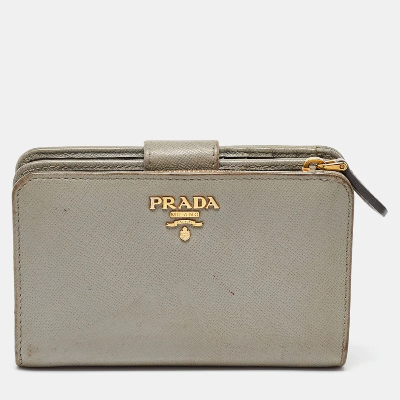 Stainless steel money clips for durabilityPrada Grey Saffiano Leather Flap French Wallet Stainless steel money clips for durabilityPrada Grey Saffiano Leather Flap French Wallet