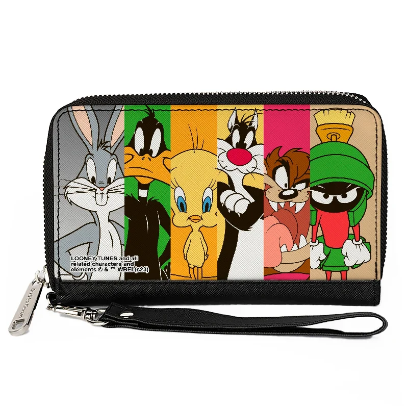 PU Zip Around Wallet Rectangle - Looney Tunes 6-Classic Character Blocks Multi Color PU Zip Around Wallet Rectangle - Looney Tunes 6-Classic Character Blocks Multi Color