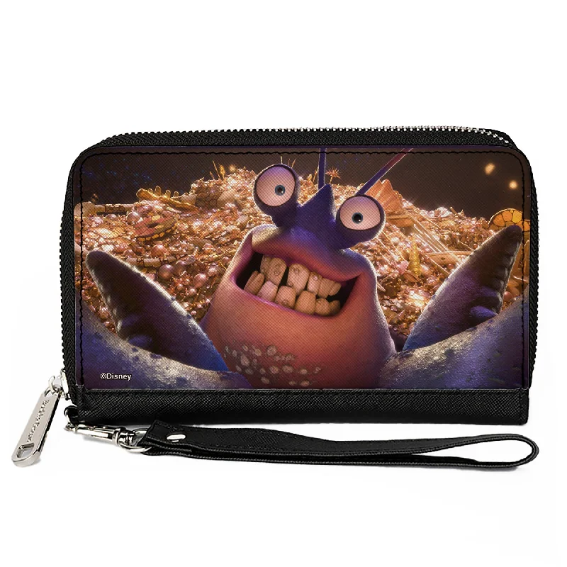PU Zip Around Wallet Rectangle - Moana Tamatoa Smiling Face CLOSE-UP