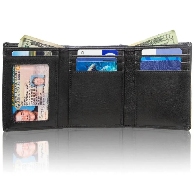 Best money clips for cash and cardsMens RFID Wallet - Extra Capacity Trifold 8 slot with ID Window