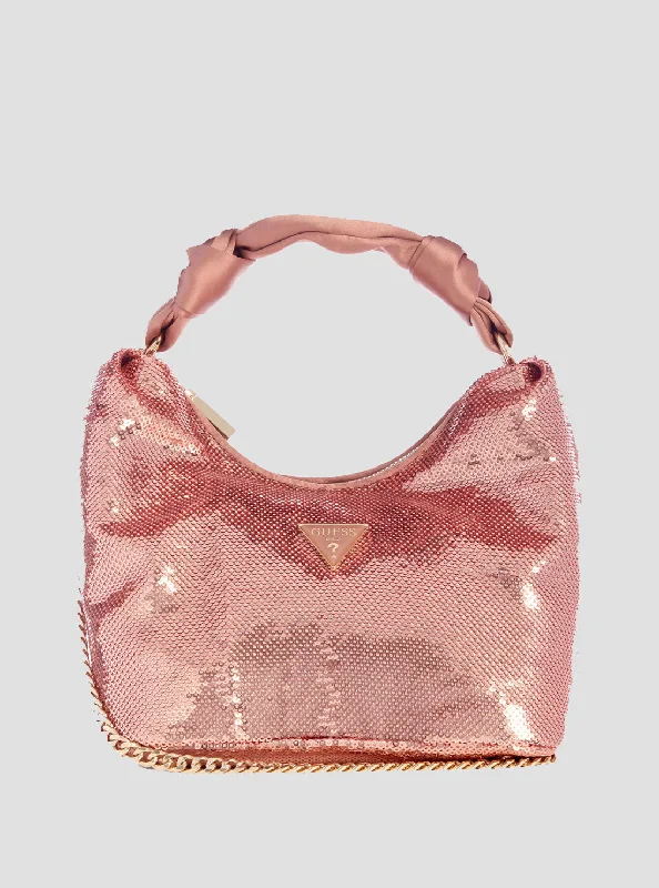 Money clips for women with sleek designsRose Gold Velina Sequin Hobo Bag