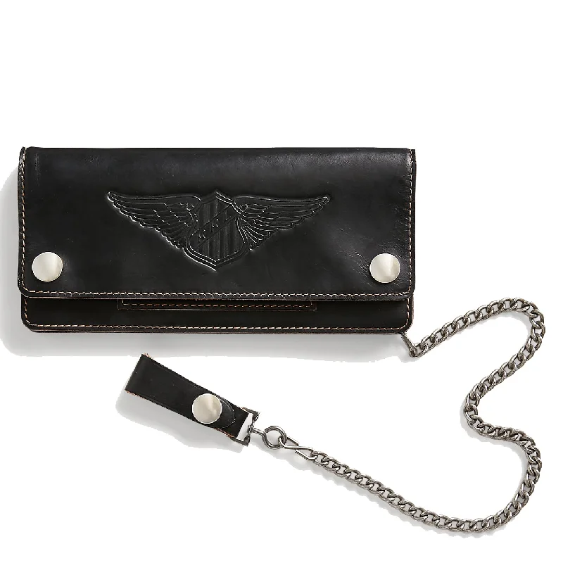 Eco-friendly money clips made from sustainable materialsRRL by Ralph Lauren Leather Chain Wallet Black Over Brown