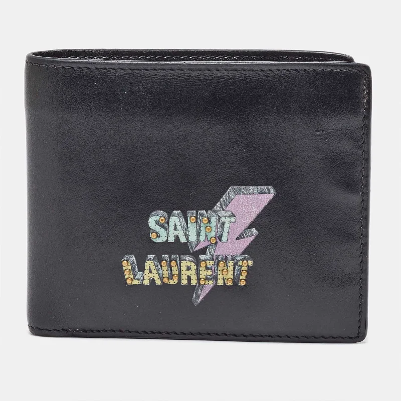 Money clips with built-in bottle openersSaint Laurent Black Leather Lightning Bolt Bifold Wallet