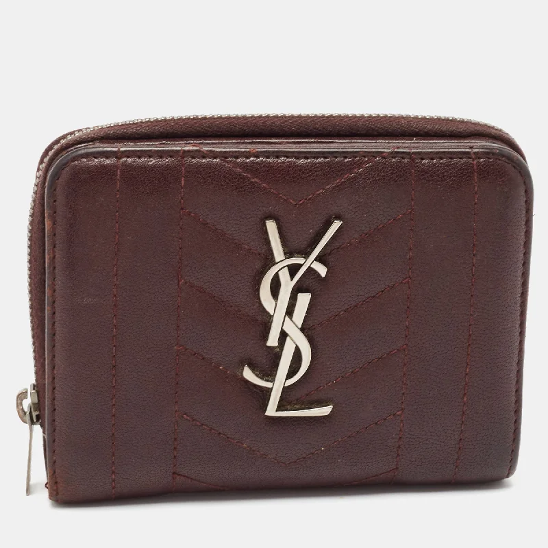 Money clips with magnetic closureSaint Laurent Burgundy Leather Monogram Zip Around Wallet Money clips with magnetic closureSaint Laurent Burgundy Leather Monogram Zip Around Wallet