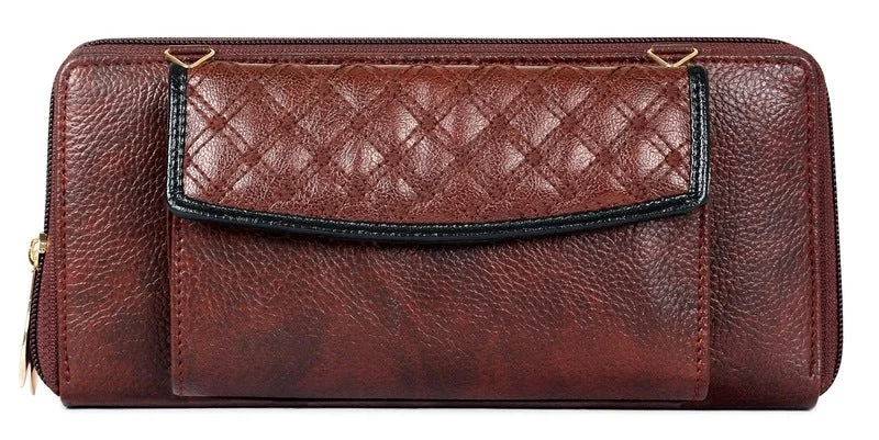 Money clips with magnetic closureTHE CLOWNFISH Women Synthetic Diamond Ladies Wallet With Front Mobile Pocket (Dark Brown) Money clips with magnetic closureTHE CLOWNFISH Women Synthetic Diamond Ladies Wallet With Front Mobile Pocket (Dark Brown)