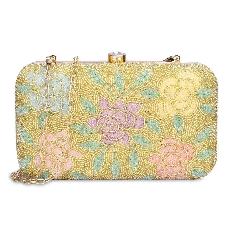 Money clips for holding large amounts of cashTHE CLOWNFISH Norah Collection Womens Party Clutch Ladies Wallet with Chain Strap Evening Bag with Fashionable Round Corners Beads Work Floral Design (Golden) Money clips for holding large amounts of cashTHE CLOWNFISH Norah Collection Womens Party Clutch Ladies Wallet with Chain Strap Evening Bag with Fashionable Round Corners Beads Work Floral Design (Golden)