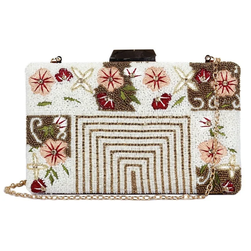 Elegant money clips for weddingsTHE CLOWNFISH Senorita Collection Womens Party Clutch Ladies Wallet Evening Bag with Fashionable Beads Work and Floral Embroidered Design (White) Elegant money clips for weddingsTHE CLOWNFISH Senorita Collection Womens Party Clutch Ladies Wallet Evening Bag with Fashionable Beads Work and Floral Embroidered Design (White)
