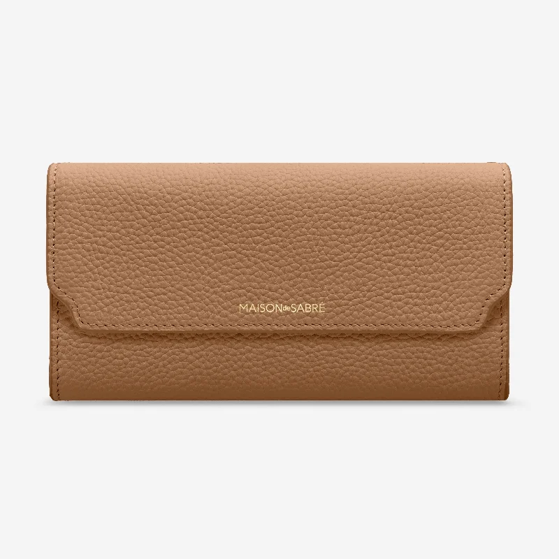 Slim money clips for minimalist walletsThe Long Flap Wallet - Sandstone Lily