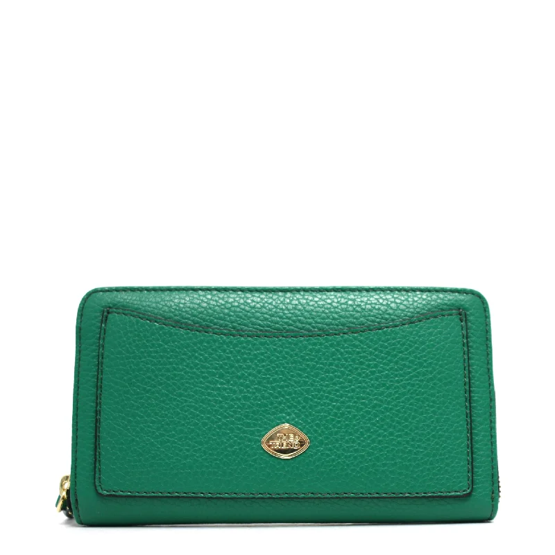 How to choose the right money clipThe Trend Long Italian Leather Zippered Wallet-Pocket Front