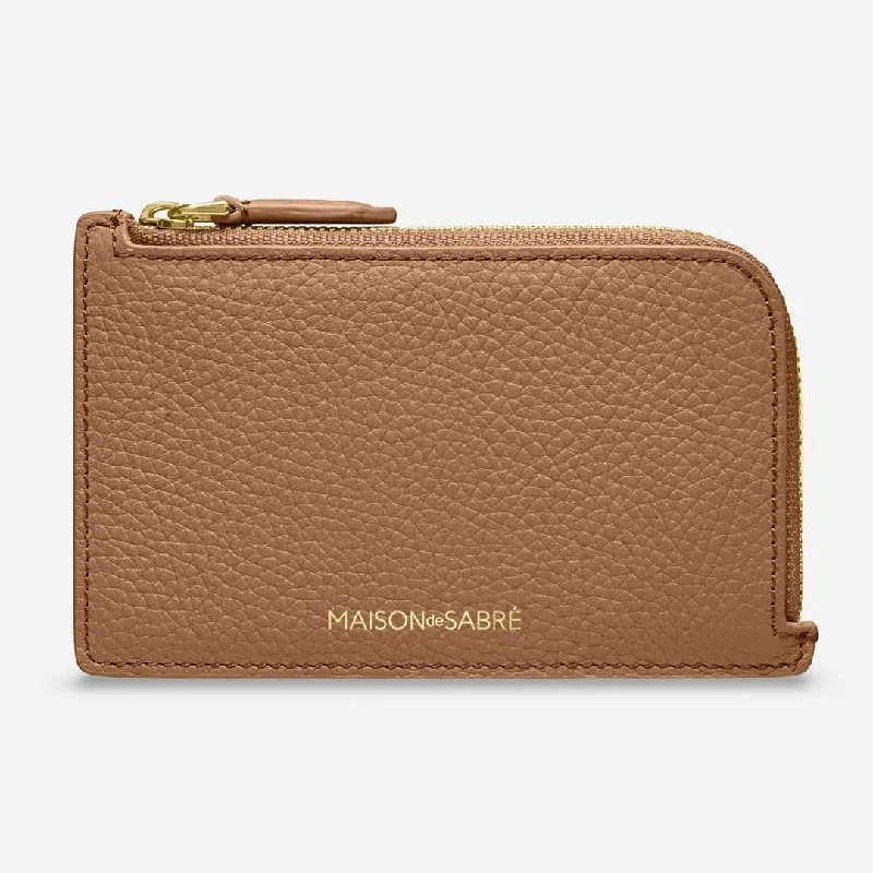 Personalized engraved money clips for menThe Zip Card Holder - Sandstone Brown