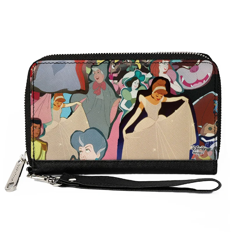 Elegant money clips for weddingsWomen's PU Zip Around Wallet Rectangle - Cinderella Characters Collage Blues White Elegant money clips for weddingsWomen's PU Zip Around Wallet Rectangle - Cinderella Characters Collage Blues White