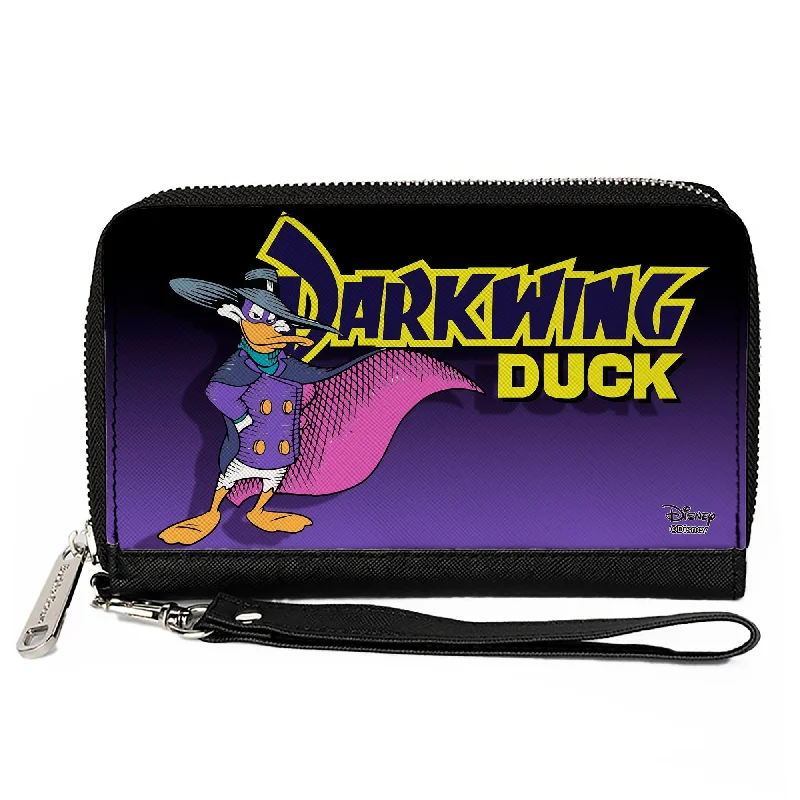 Money clips with RFID protectionWomen's PU Zip Around Wallet Rectangle - DARKWING DUCK Standing Pose Purple Fade Money clips with RFID protectionWomen's PU Zip Around Wallet Rectangle - DARKWING DUCK Standing Pose Purple Fade