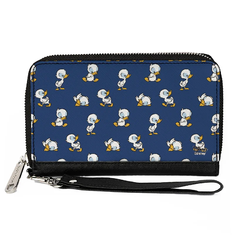 Money clips for holding large amounts of cashWomen's PU Zip Around Wallet Rectangle - Lilo & Stitch Duckling Poses Scattered Blue