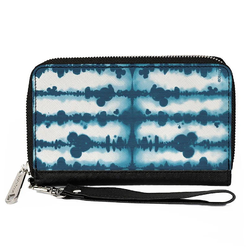 Slim money clips for minimalist walletsWomen's PU Zip Around Wallet Rectangle - Mickey Mouse Ears Icon Tie Dye Reflection White Blues Slim money clips for minimalist walletsWomen's PU Zip Around Wallet Rectangle - Mickey Mouse Ears Icon Tie Dye Reflection White Blues