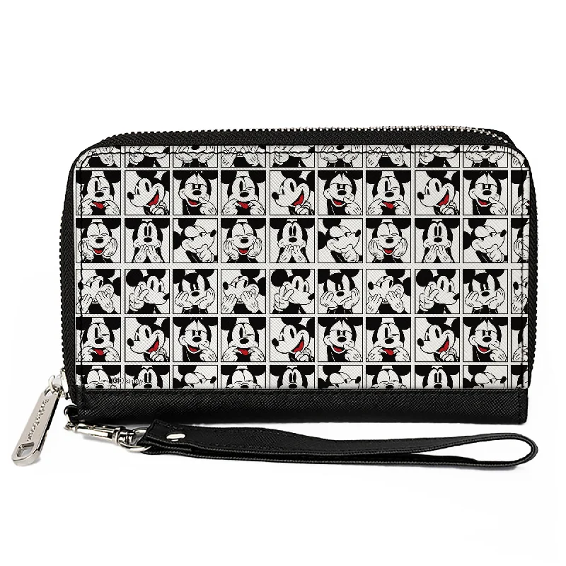 Money clips with magnetic closureWomen's PU Zip Around Wallet Rectangle - Mickey Mouse Expression Blocks White Black Red Money clips with magnetic closureWomen's PU Zip Around Wallet Rectangle - Mickey Mouse Expression Blocks White Black Red