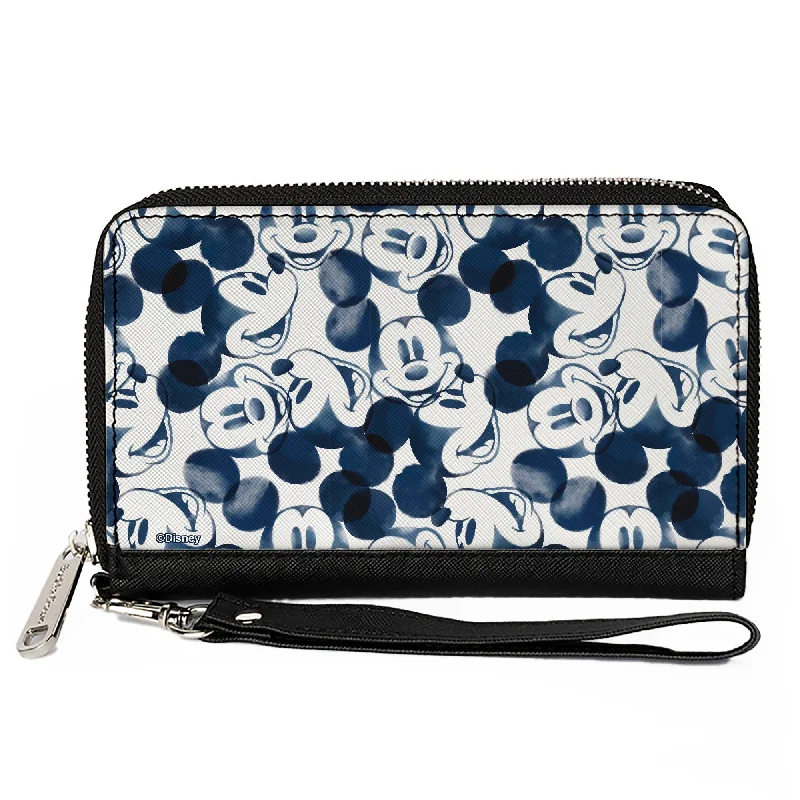 Lightweight money clips for travelWomen's PU Zip Around Wallet Rectangle - Mickey Mouse Expression Impressions Stacked Blues Lightweight money clips for travelWomen's PU Zip Around Wallet Rectangle - Mickey Mouse Expression Impressions Stacked Blues