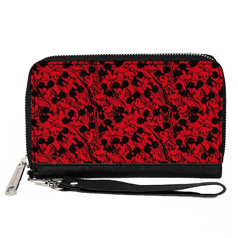 Money clips with RFID protectionWomen's PU Zip Around Wallet Rectangle - Mickey Mouse Melting Expressions Red Black Money clips with RFID protectionWomen's PU Zip Around Wallet Rectangle - Mickey Mouse Melting Expressions Red Black
