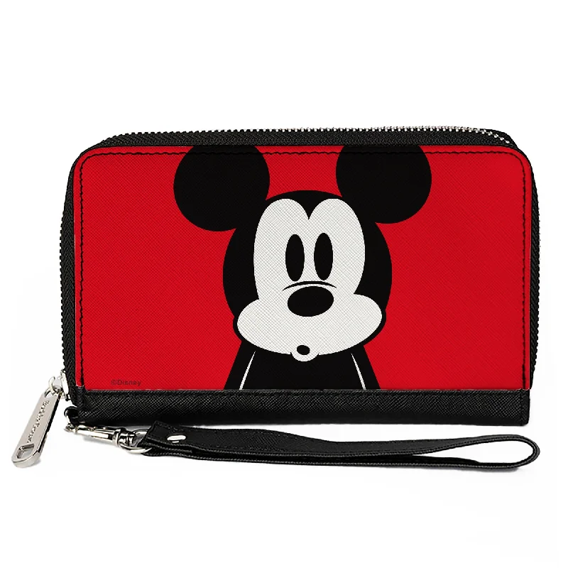 Top-rated money clips for everyday useWomen's PU Zip Around Wallet Rectangle - Mickey Mouse Surprised Pose Close-Up Red