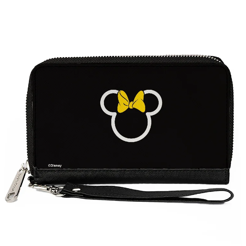 How to clean and maintain metal money clipsWomen's PU Zip Around Wallet Rectangle - Minnie Mouse Ears and Bow Icon Outline Black White Yellow